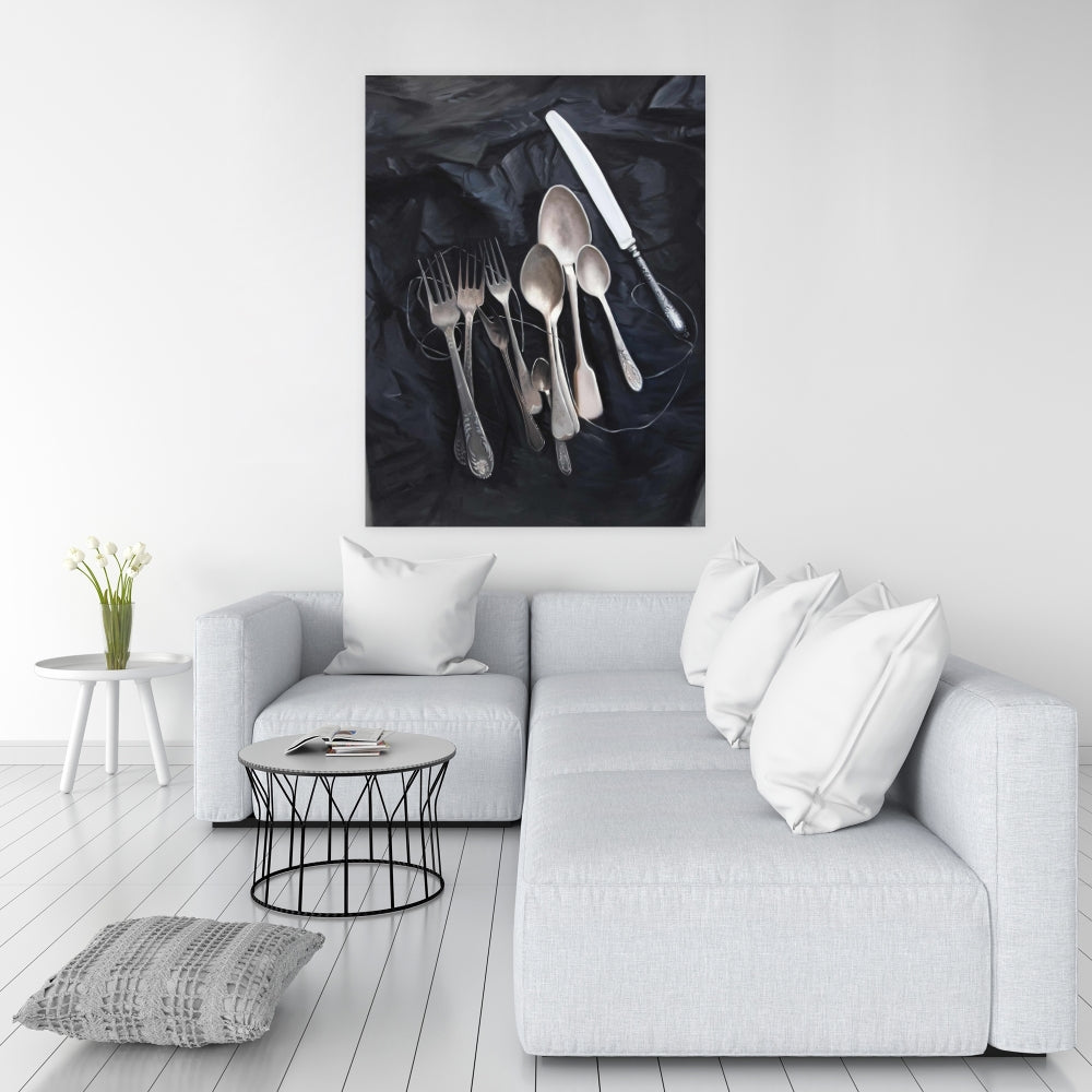Vintage Cutlery Still Life Canvas | Kitchen Home Decor Art