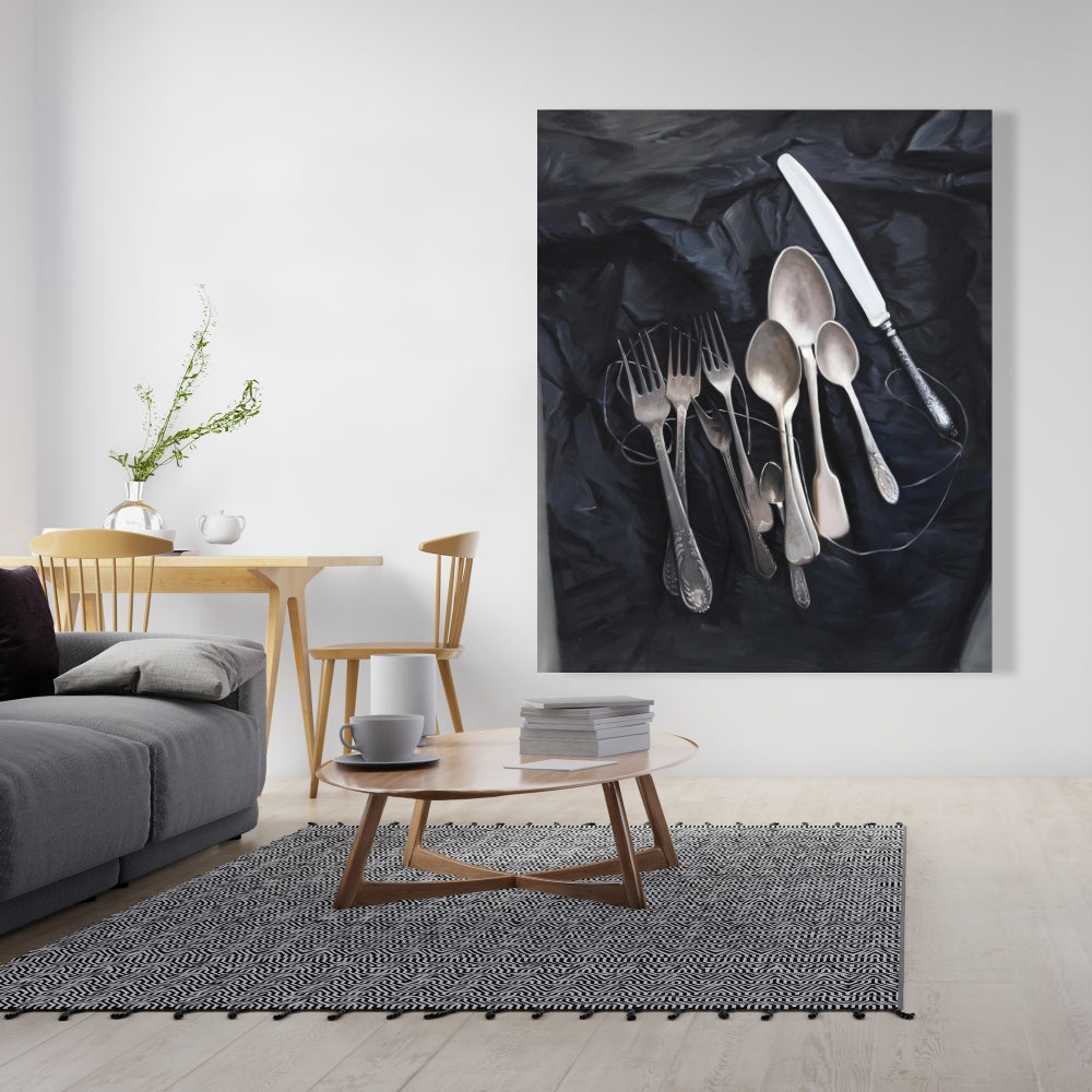 Vintage Cutlery Still Life Canvas | Kitchen Home Decor Art