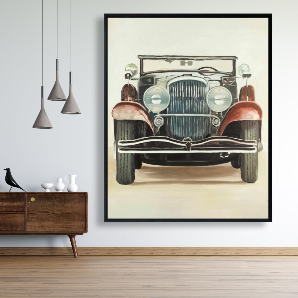 Toile encadrée marron vintage | Décoration d'intérieur de voiture de luxe des années 1920