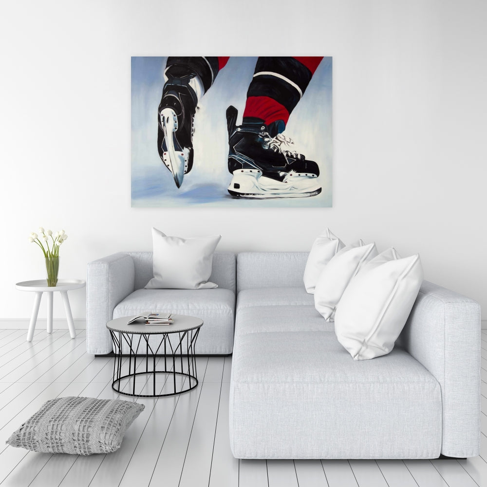 Hockey Player Man Cave Canvas - Sports Shoes Decor for Home