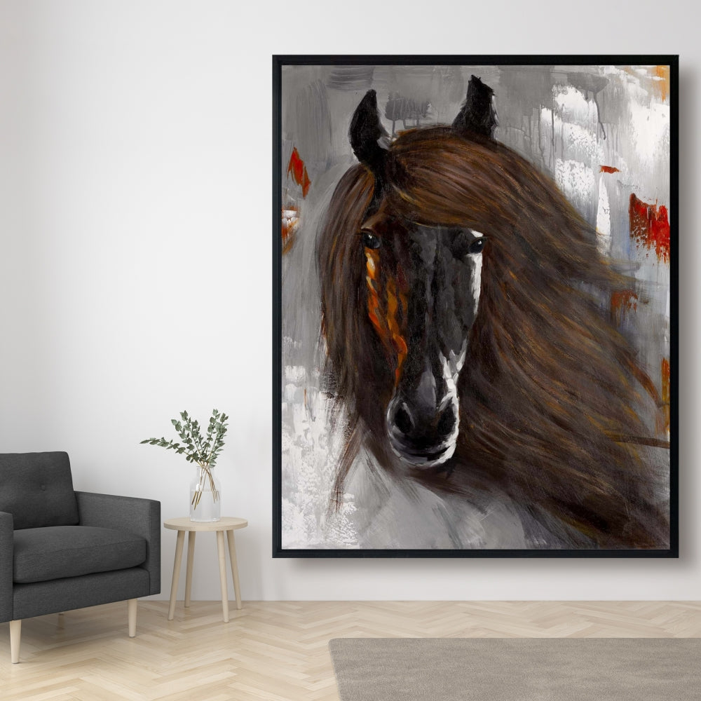 Toile « Cheval brun fier » | Décoration de chambre animaux | Art encadré