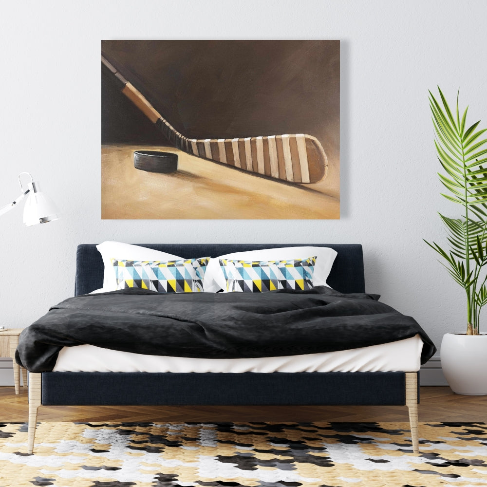 Toile « Bâton et rondelle de hockey » | Décoration sportive pour salon