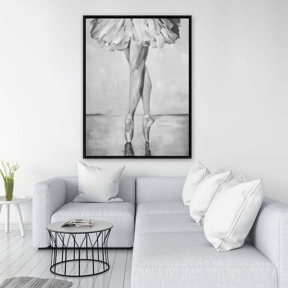 Ballet Classic Steps Monochrome Framed Canvas | Home Decor