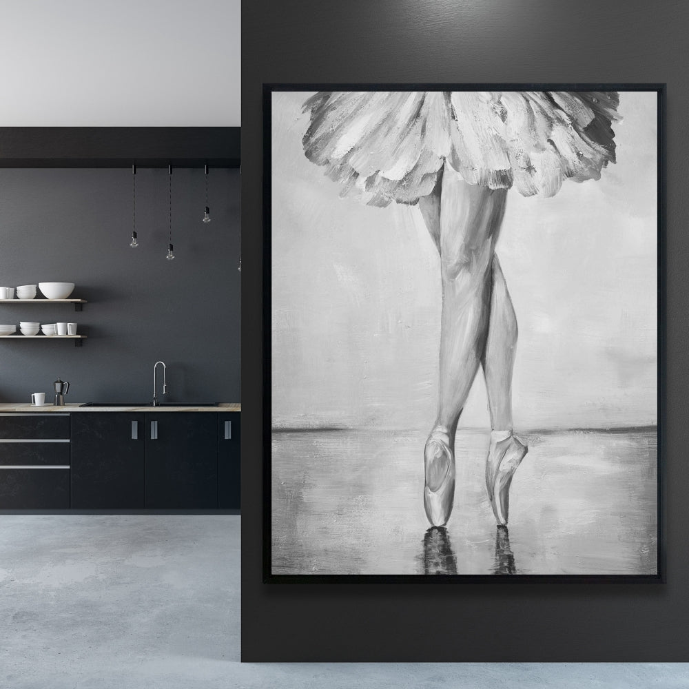Ballet Classic Steps Monochrome Framed Canvas | Home Decor
