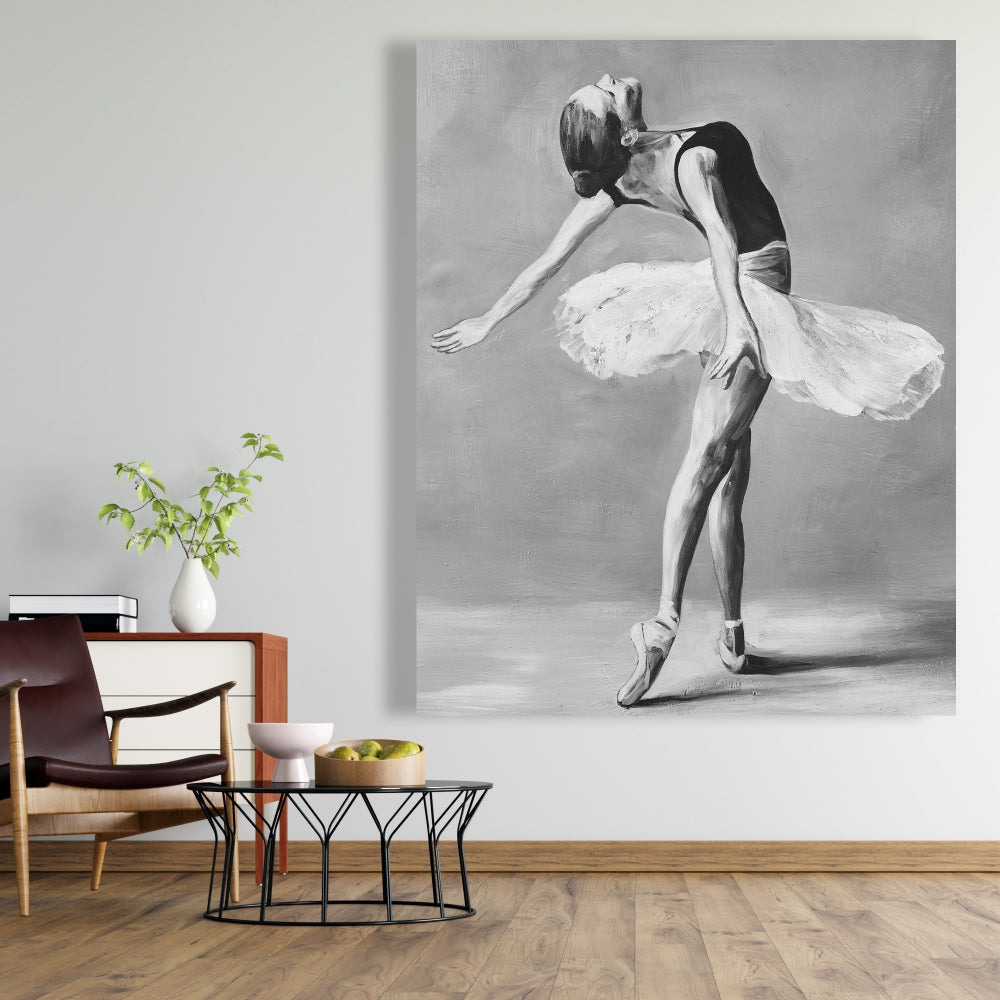 Toile encadrée « Danseuse de ballet classique » | Décoration d'intérieur monochrome