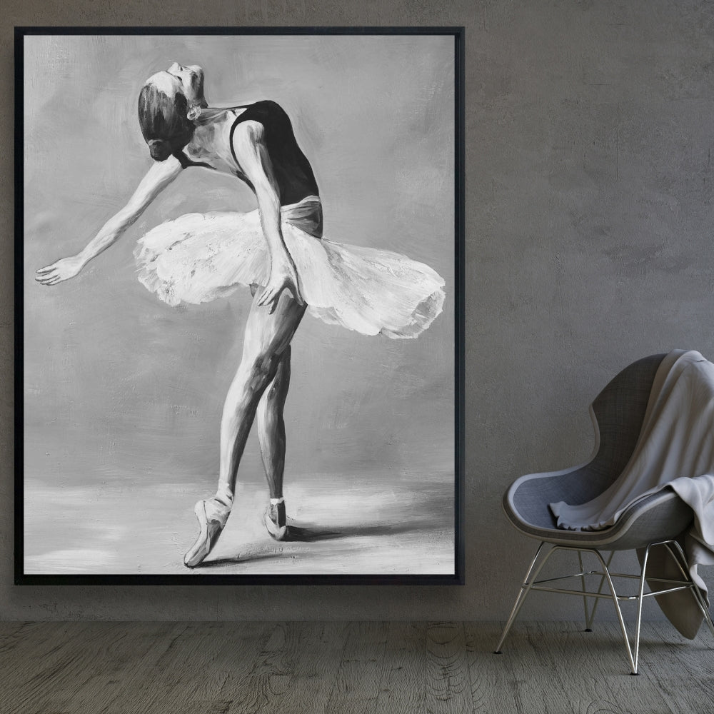 Classic Ballet Dancer Framed Canvas | Monochrome Home Decor
