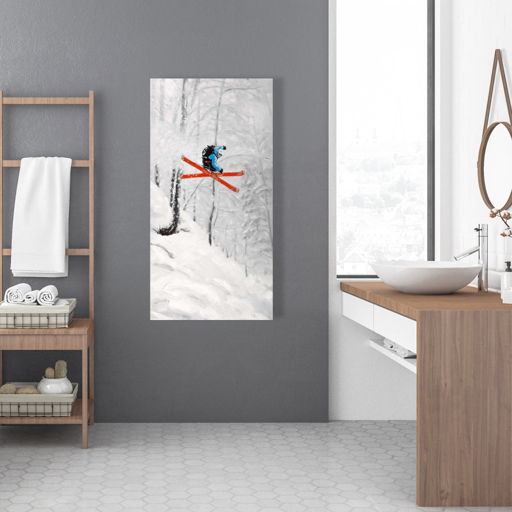 Blue Sports Canvas - Man Skiing Offpiste | Home Decor
