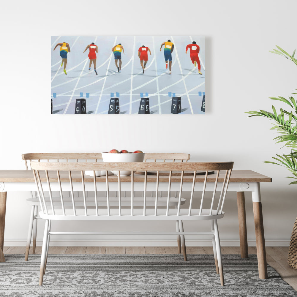 Race of 10 Meters - Contemporary Blue Canvas for Home Decor