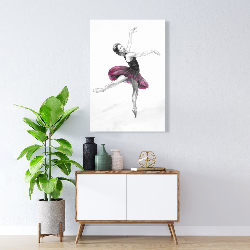 Small Pink Ballerina Canvas | White Sports & Games Decor