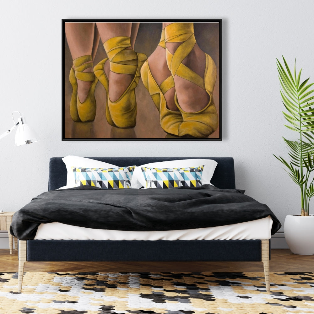 Synchronized Ballerinas | Yellow Sports Canvas for Home Decor