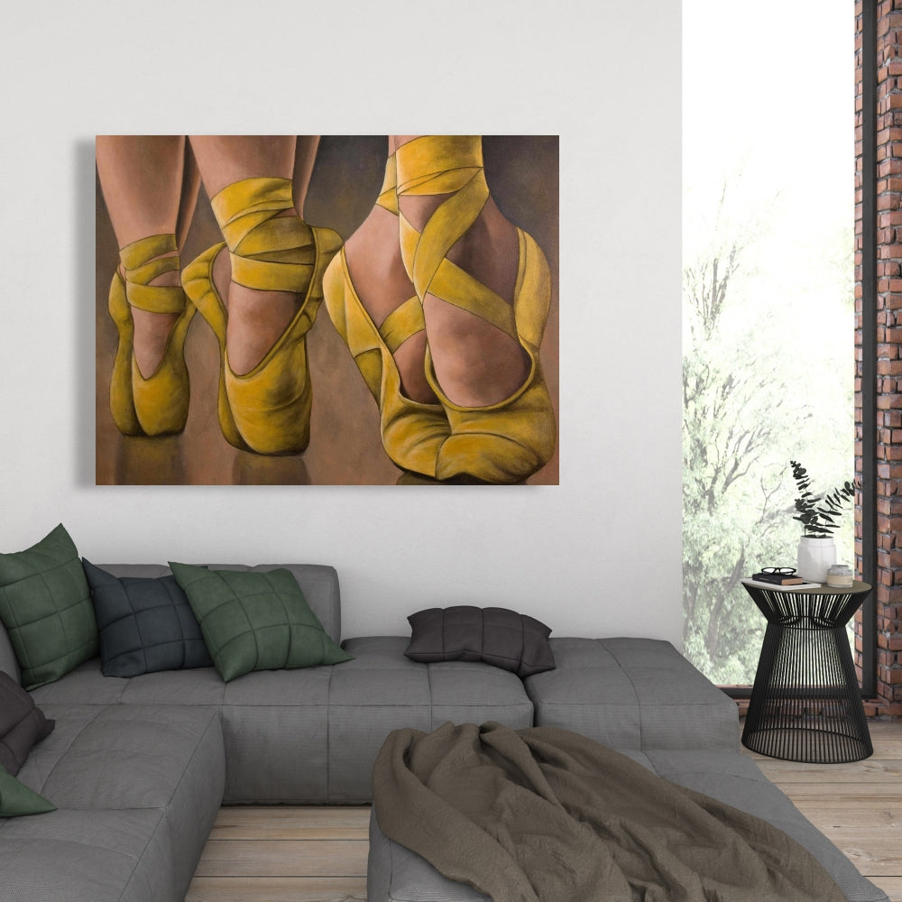 Synchronized Ballerinas Yellow Canvas | Contemporary Wall Art