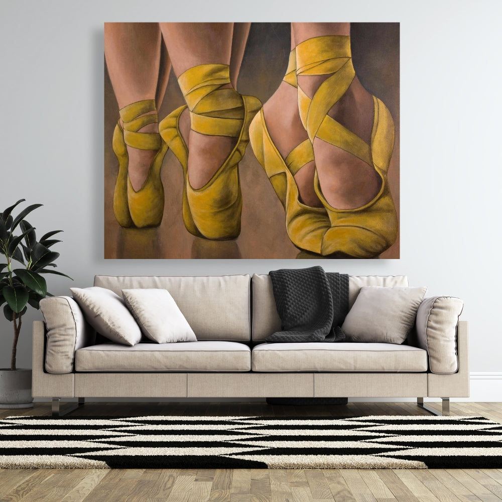 Synchronized Ballerinas Yellow Canvas | Contemporary Wall Art