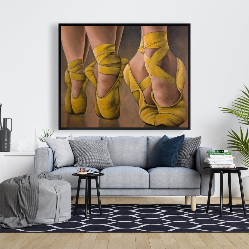 Synchronized Ballerinas | Yellow Sports Canvas for Home Decor