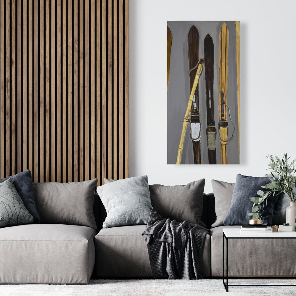 Toile « Bâtons de ski rustiques et skis vintage » | Décoration d'intérieur