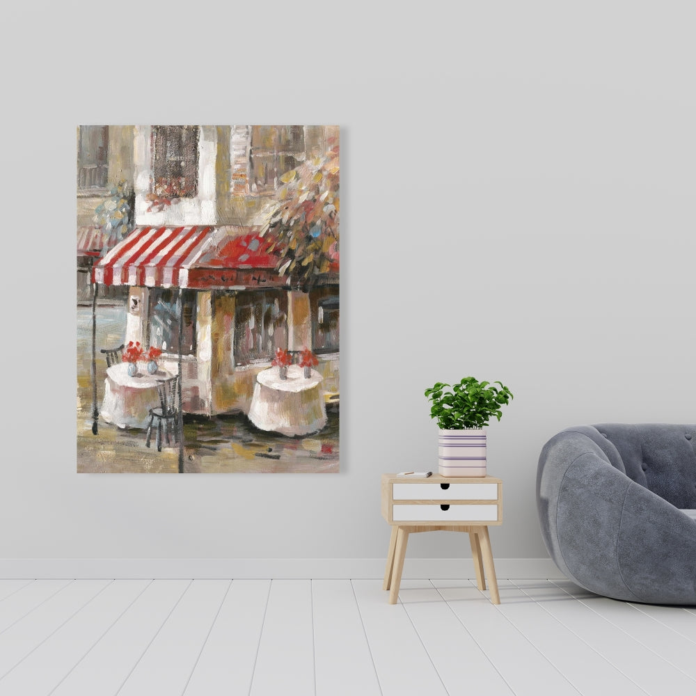 Sunny Restaurant Terrace Canvas | Contemporary Street Decor
