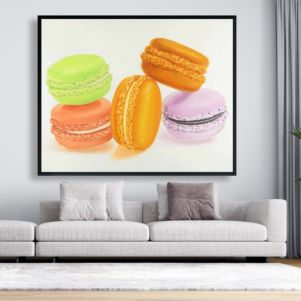 Toile encadrée « Petites bouchées de macarons » | Décoration d'intérieur