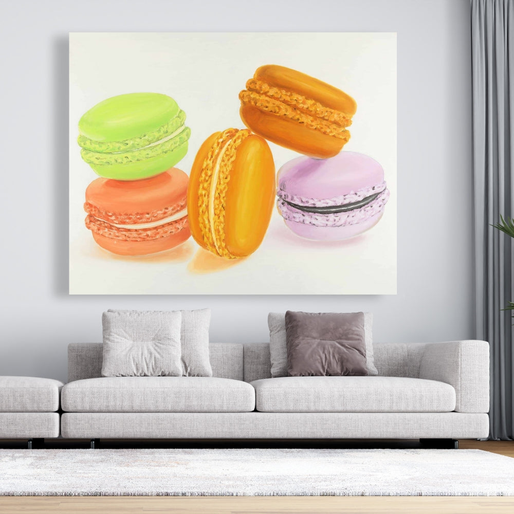 Small Bites of Macaroons Canvas | Gourmet Home Decor Art