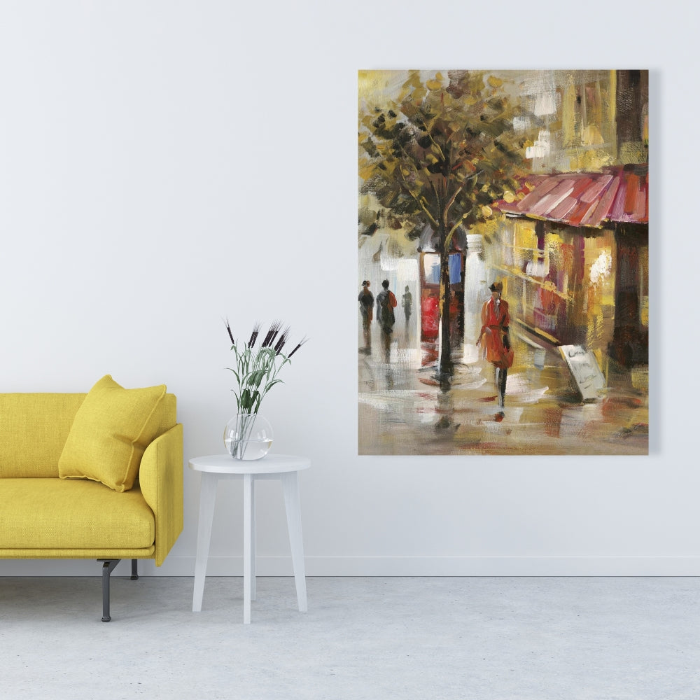 Abstract Street with Passers | Trees Contemporary Bedroom Canvas