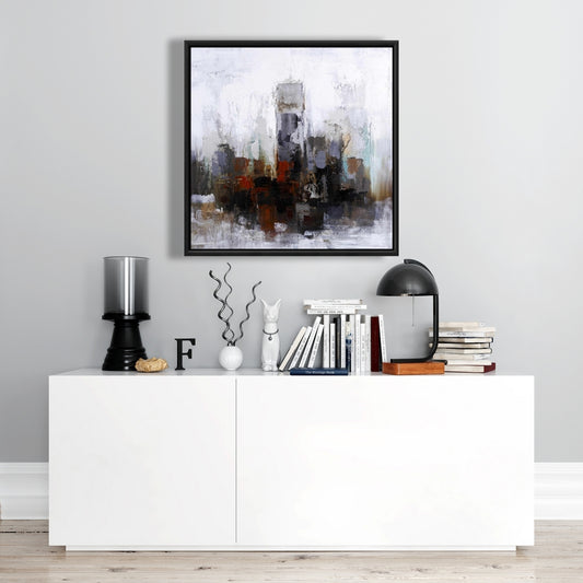 Toile encadrée marron contemporaine | Décor de bâtiments obscurs