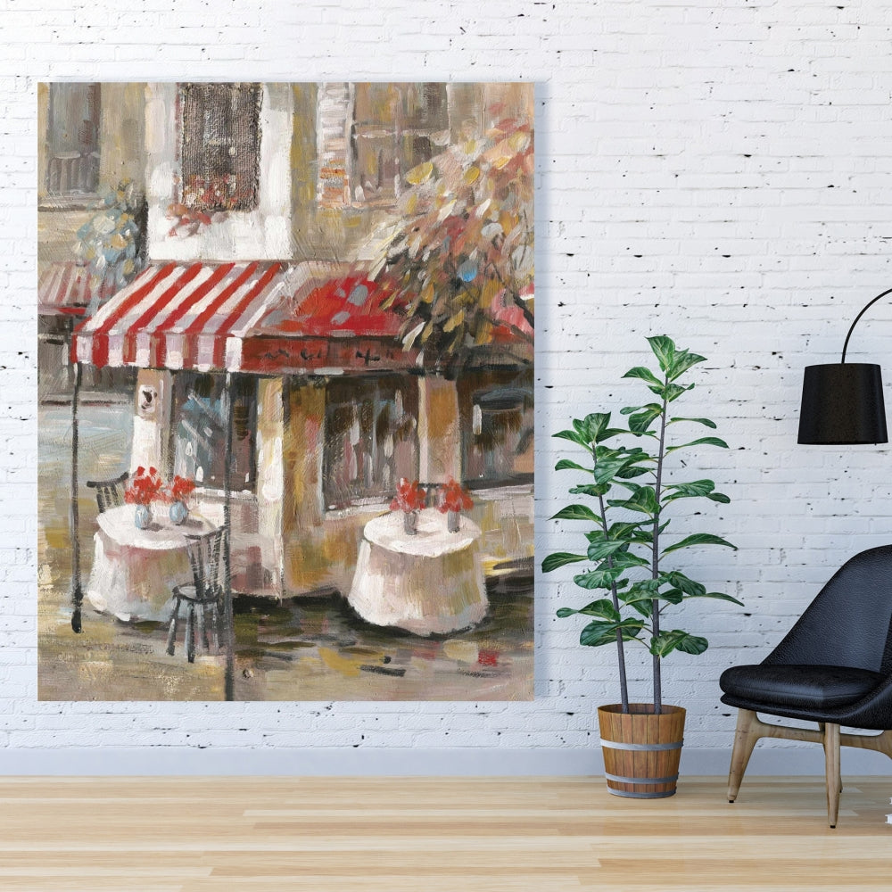 Sunny Restaurant Terrace Canvas | Contemporary Street Decor