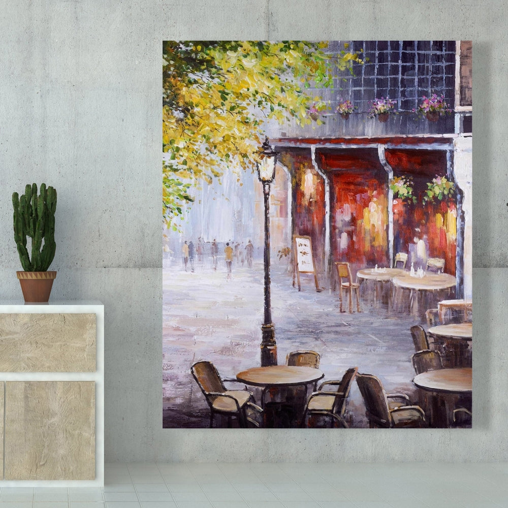 Outdoor Restaurant Canvas | Blue Bedroom Decor | Contemporary Art
