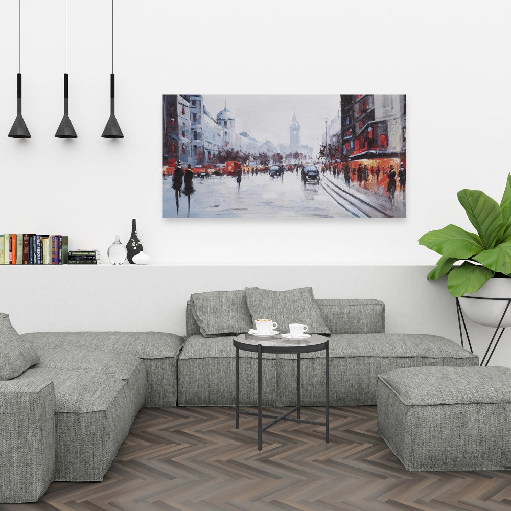 Street Scene with Cars Gray Office Canvas | Home Decor Art