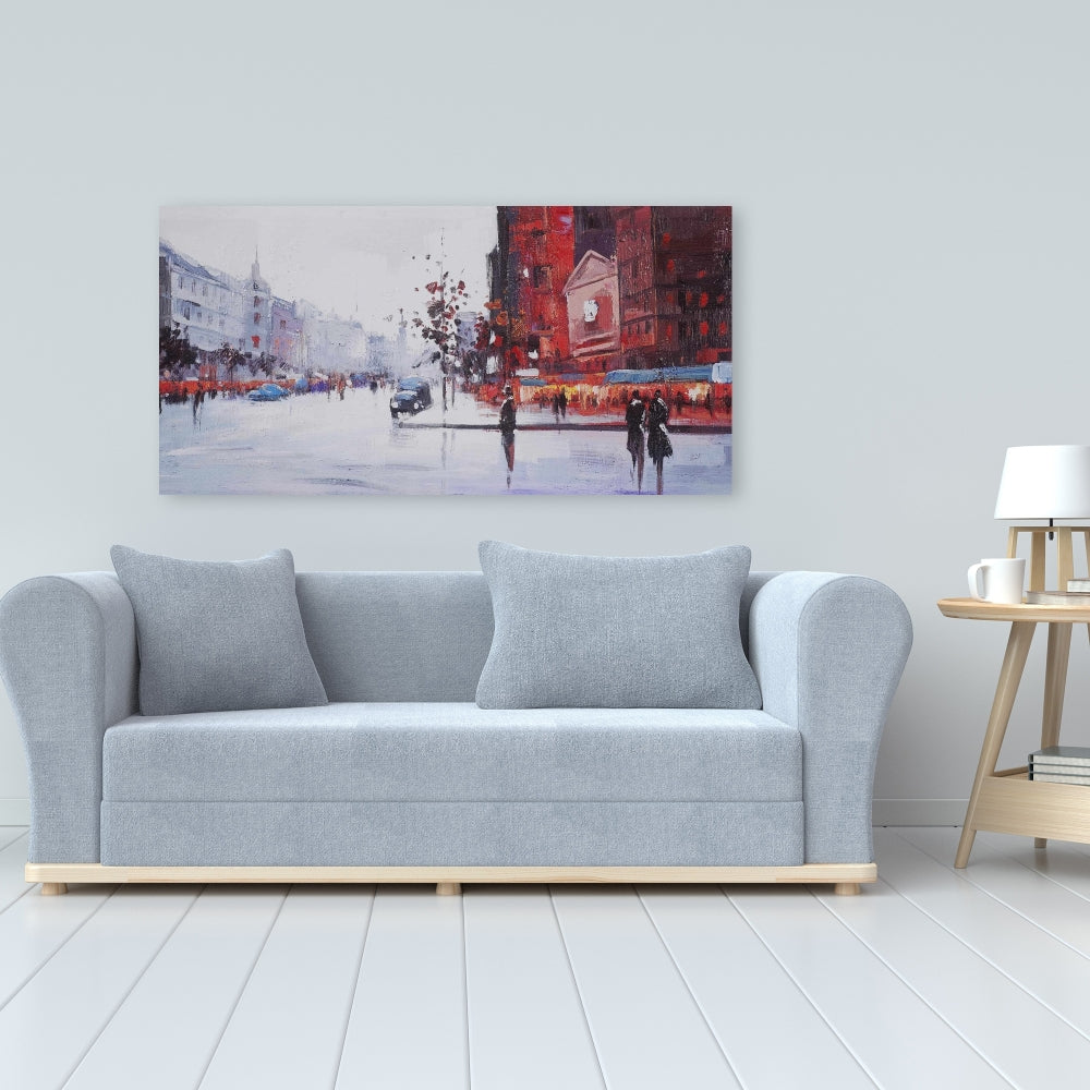 Black and Red Street Scene Canvas | Contemporary Office Decor