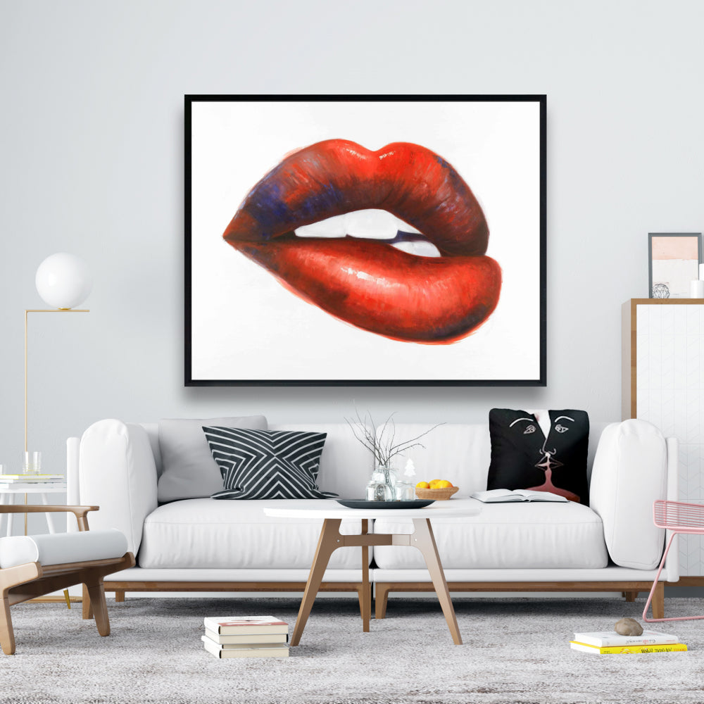 Toile « Beauté Rouge » - Magnifique œuvre d'art murale à la bouche rouge