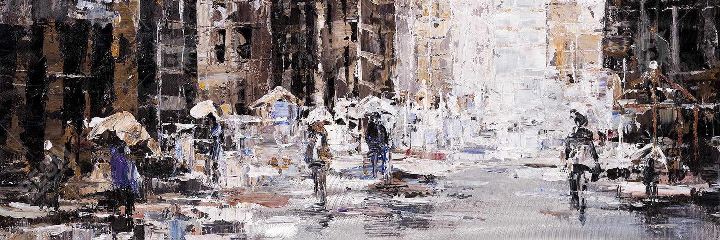 "Industrial Abstract City Canvas - White Framed Wall Art"