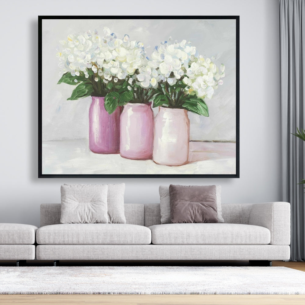 Hydrangea Flowers Canvas | Botanical Wall Art for Home Decor