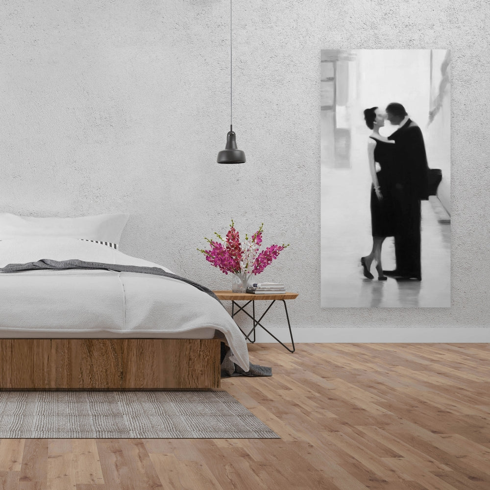 Couple in the Street Canvas - Figurative White Woman Wall Art