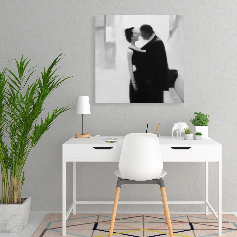 Couple in the Street Canvas - Figurative White Woman Wall Art
