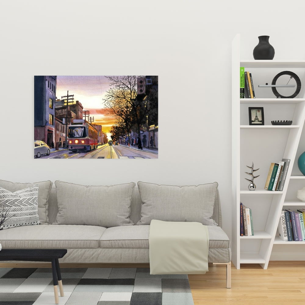 Blue Sunset Streetscape Canvas | Toronto Home Decor Art