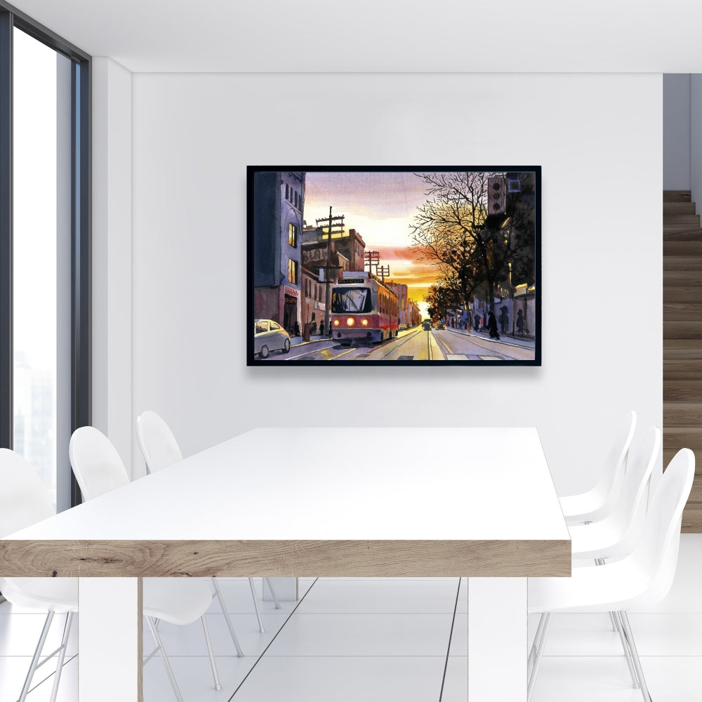 Toile « Sunset Streetscape Toronto » | Décoration d'intérieur Blue Street