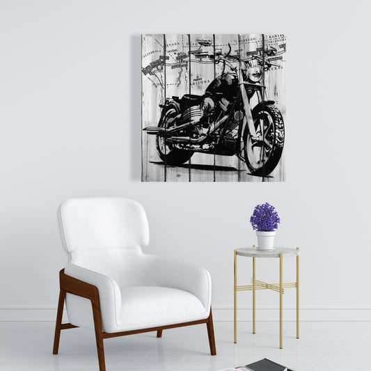 Motorcycle Gray Canvas - Home Decor | Gray & Black Art