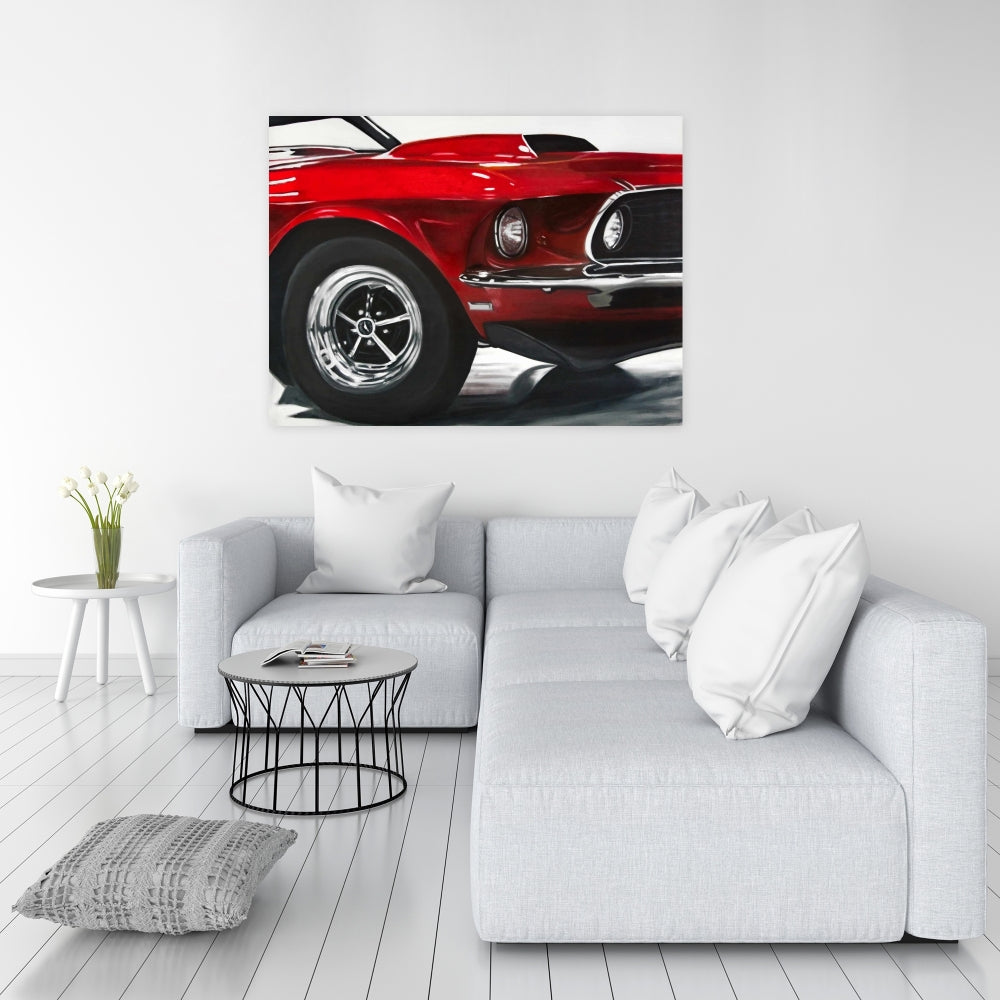 Vintage Red Car Canvas | Classic Home Decor Art Piece
