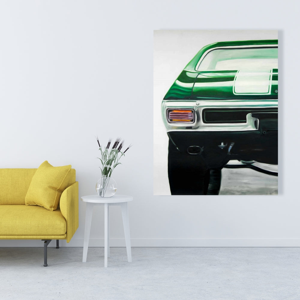 Classic Dark Green Car Canvas | Man Cave Home Decor