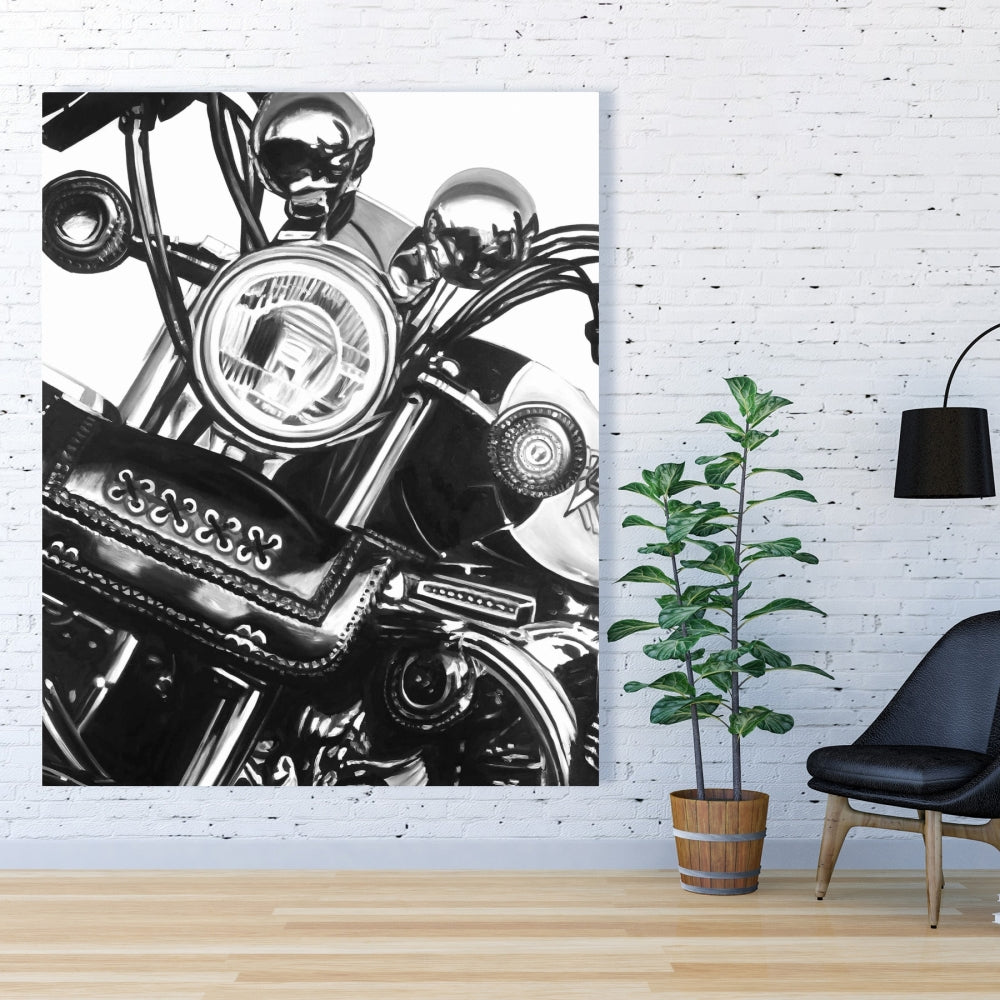Realistic Motorcycle Gray Canvas | Home Decor Wall Art