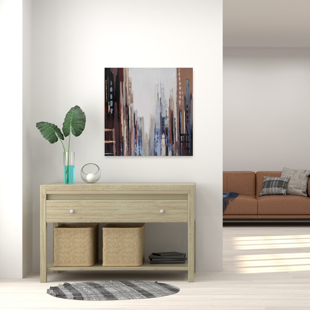 Industrial Blue Abstract Buildings Canvas | Bedroom Wall Art