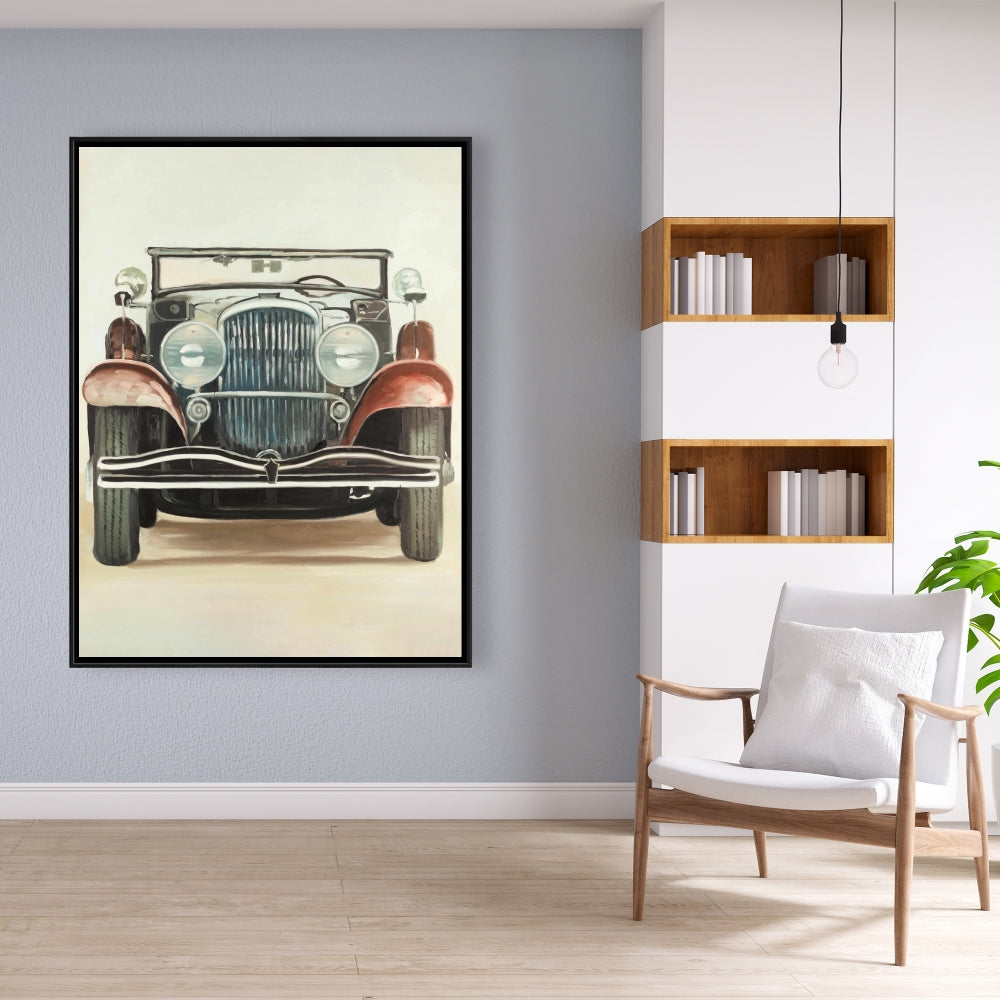 Toile encadrée marron vintage | Décoration d'intérieur de voiture de luxe des années 1920