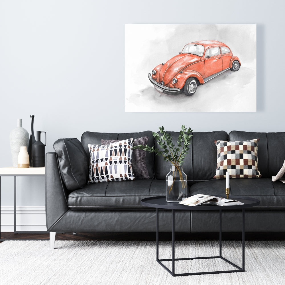 Vintage Red Beetle Canvas | Bedroom Wall Art Decor