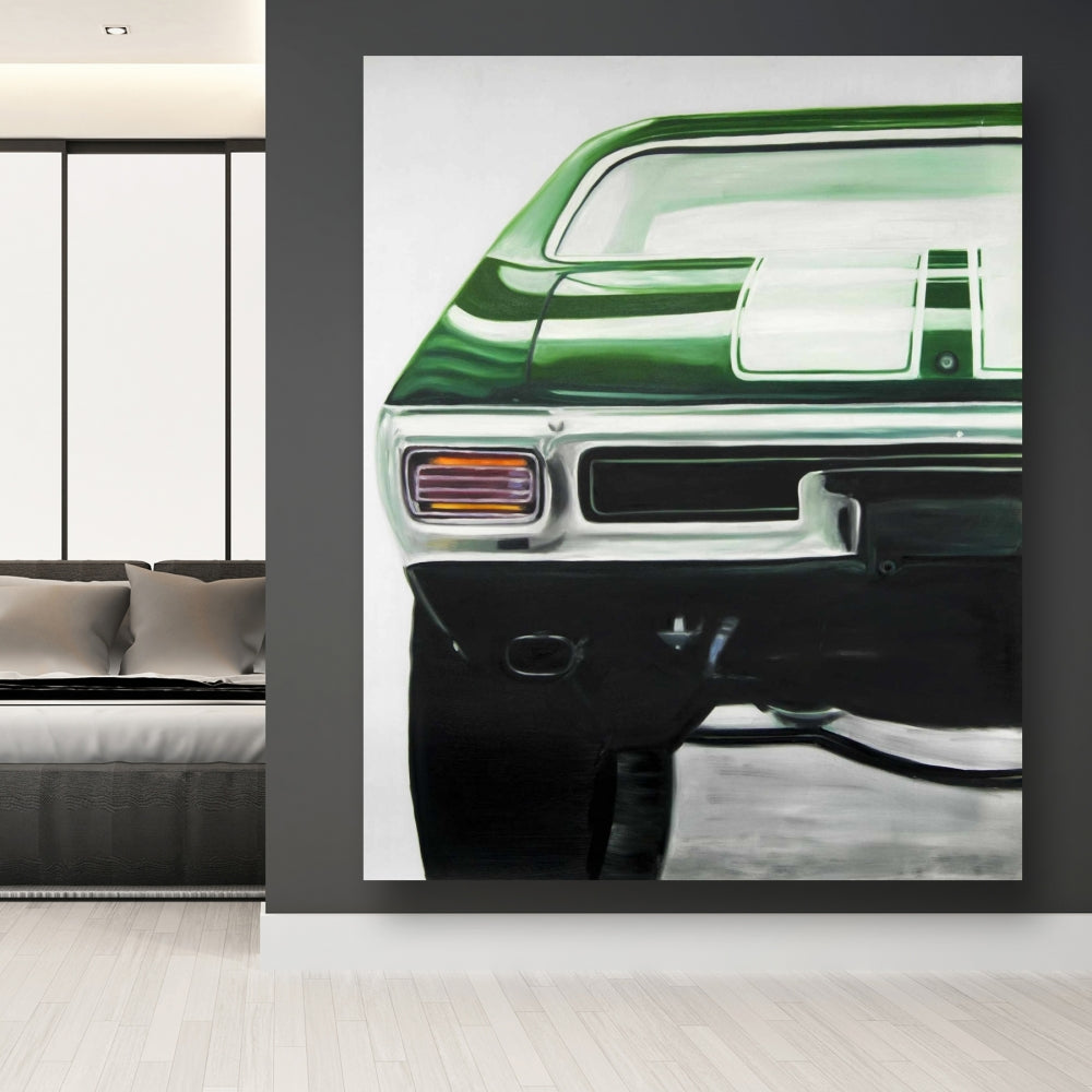Classic Dark Green Car Canvas | Man Cave Home Decor