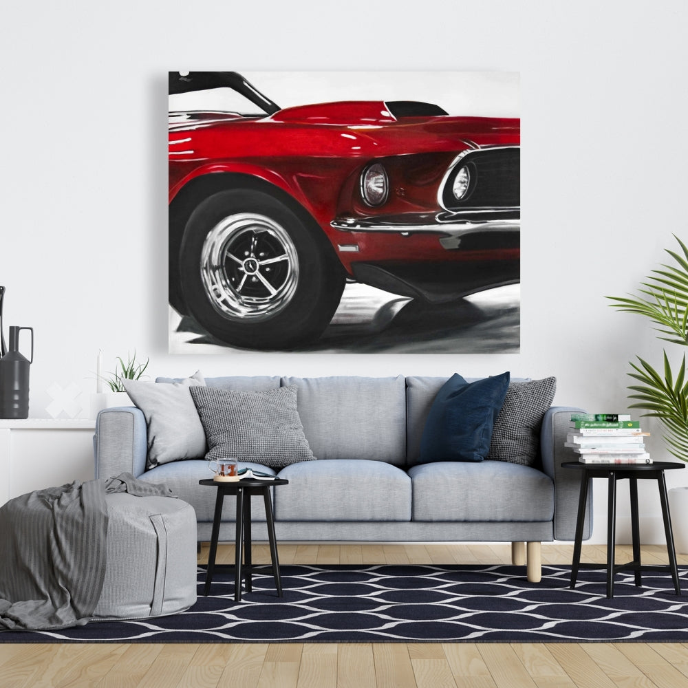 Vintage Red Car Canvas | Classic Home Decor Art Piece