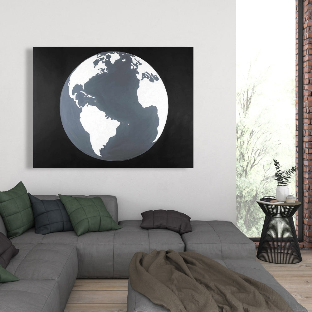 Earth Satellite View Canvas | Scenic Galaxy Bedroom Decor