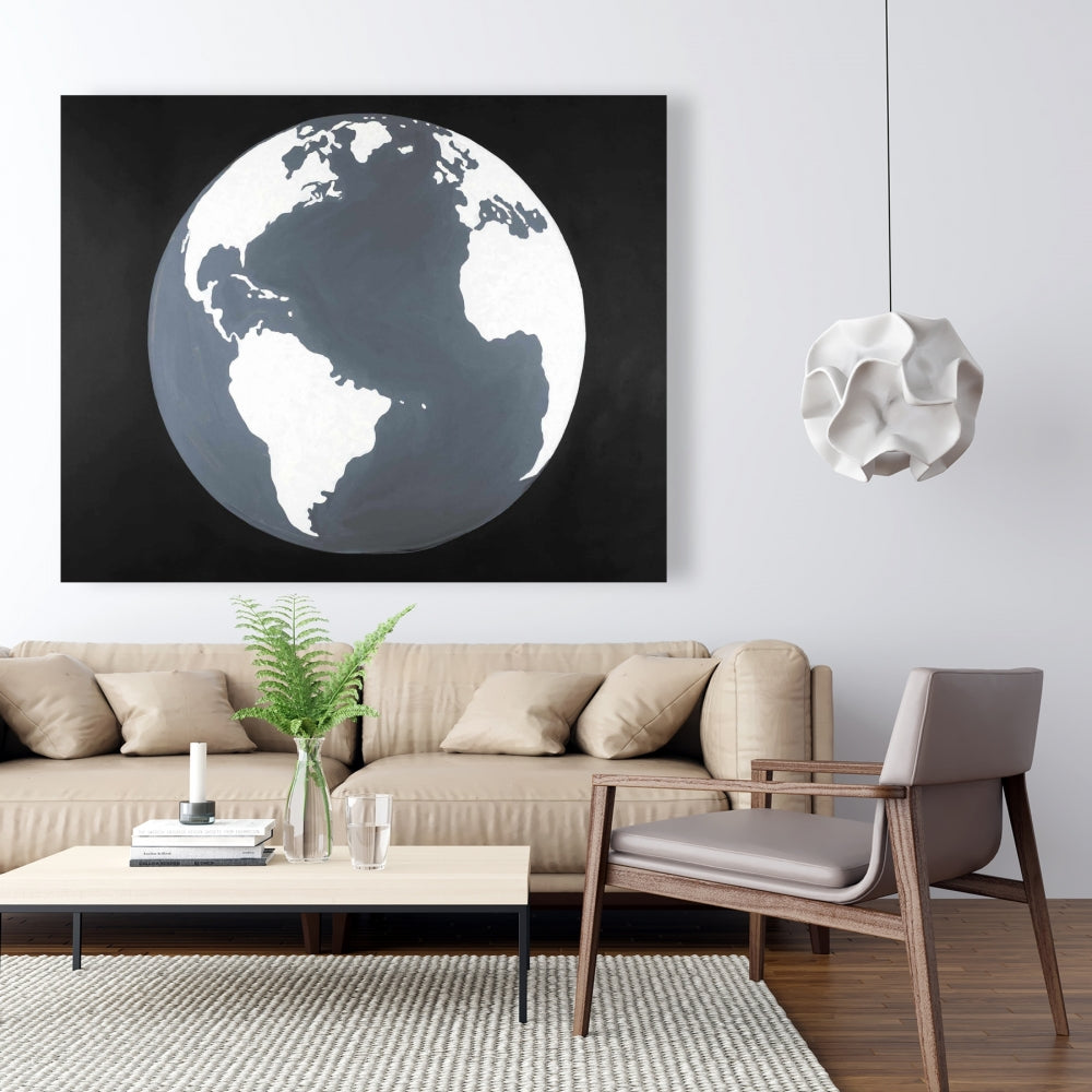 Earth Satellite View Canvas | Scenic Galaxy Bedroom Decor