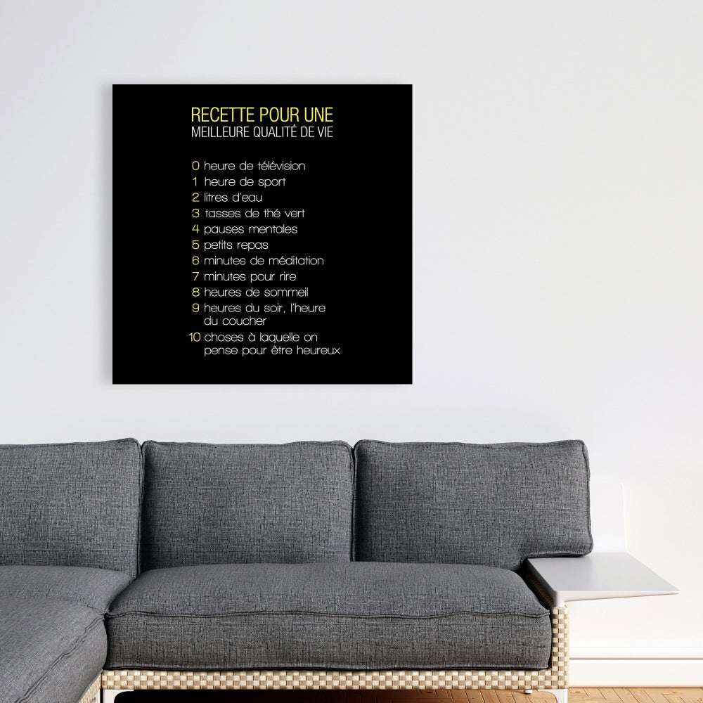 Recipe of Happiness Canvas - Spiritual Yellow Kitchen Decor