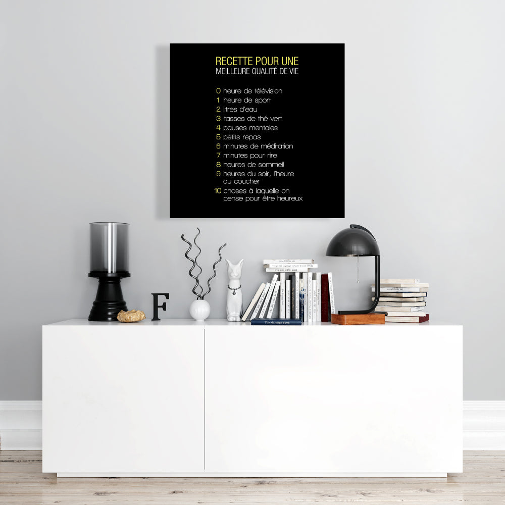 Recipe of Happiness Canvas - Spiritual Yellow Kitchen Decor