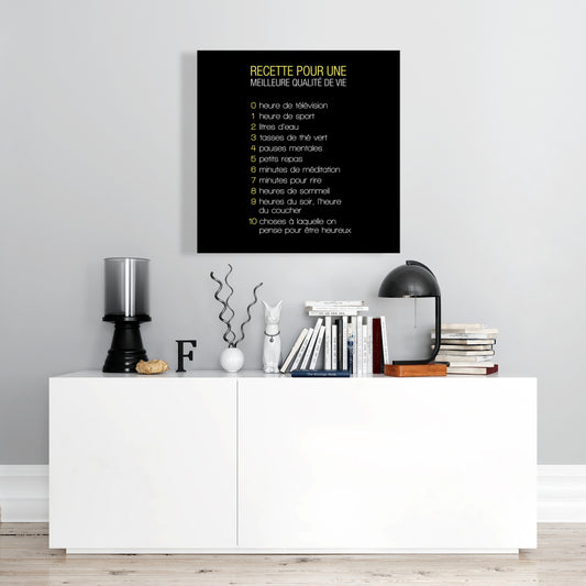 Recipe of Happiness Canvas - Spiritual Yellow Kitchen Decor