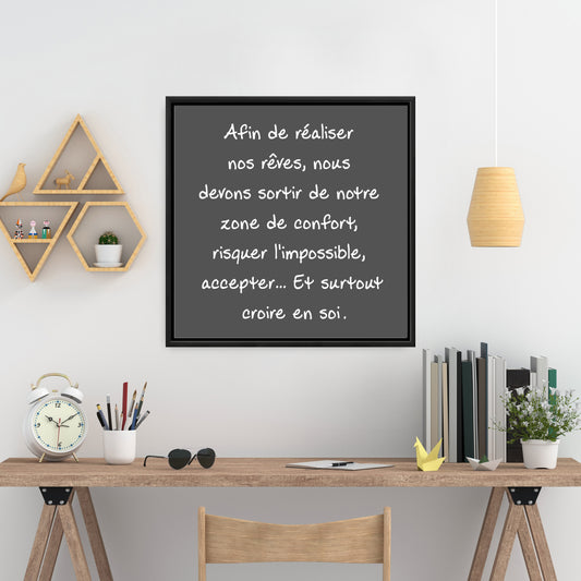 White Motivational Framed Canvas - Make Our Dreams Come True Decor