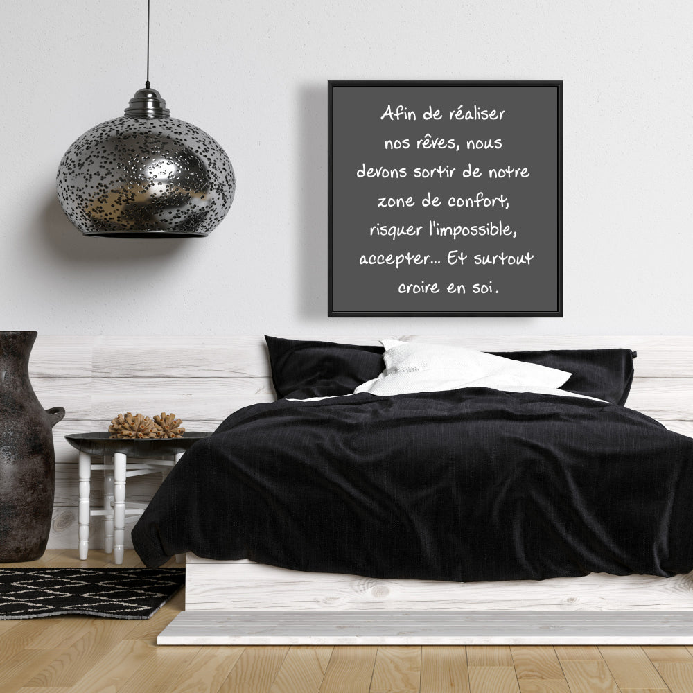 White Motivational Framed Canvas - Make Our Dreams Come True Decor